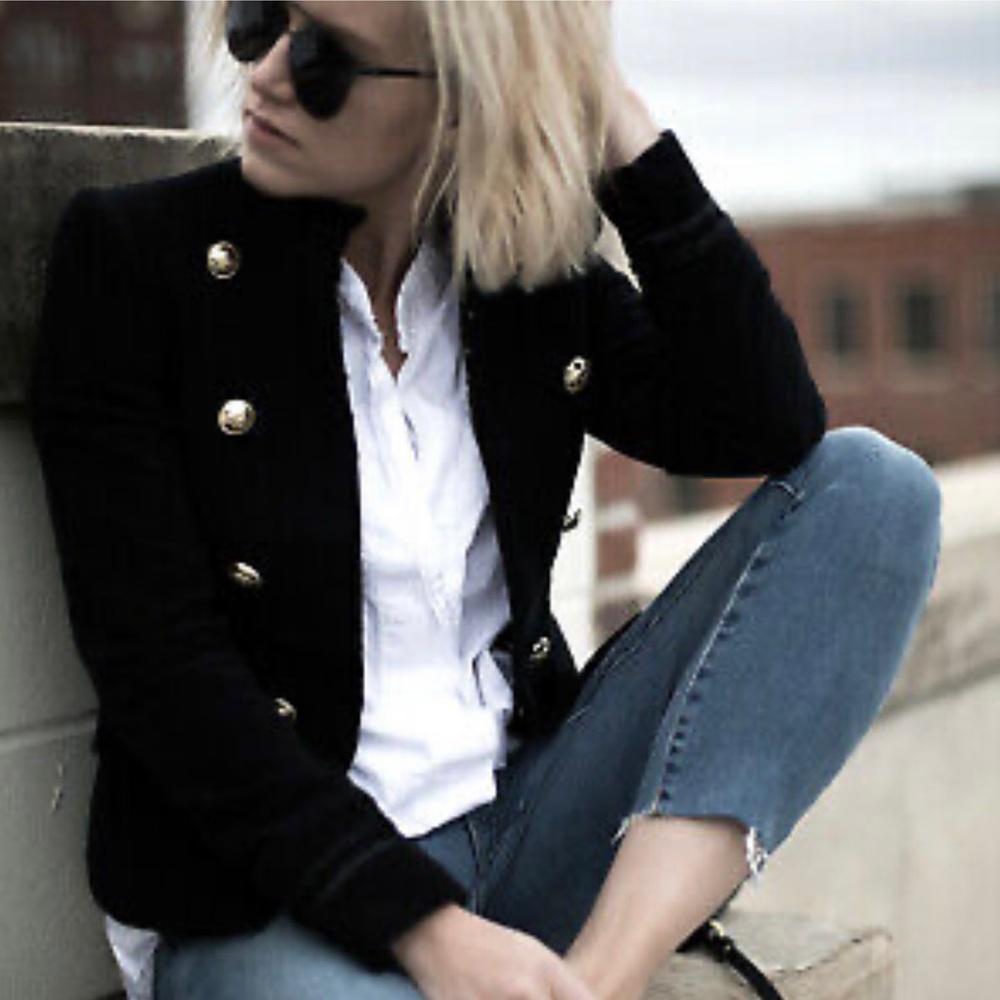 Zara black velvet military Blazer